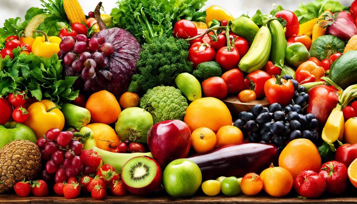 A diverse selection of colorful fruits and vegetables, symbolizing the importance of different nutrients for a healthy body and vibrant life.
