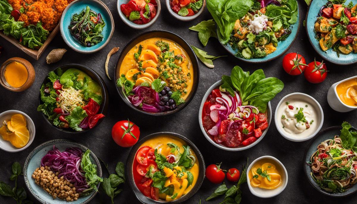 Image of various colorful plant-based dishes