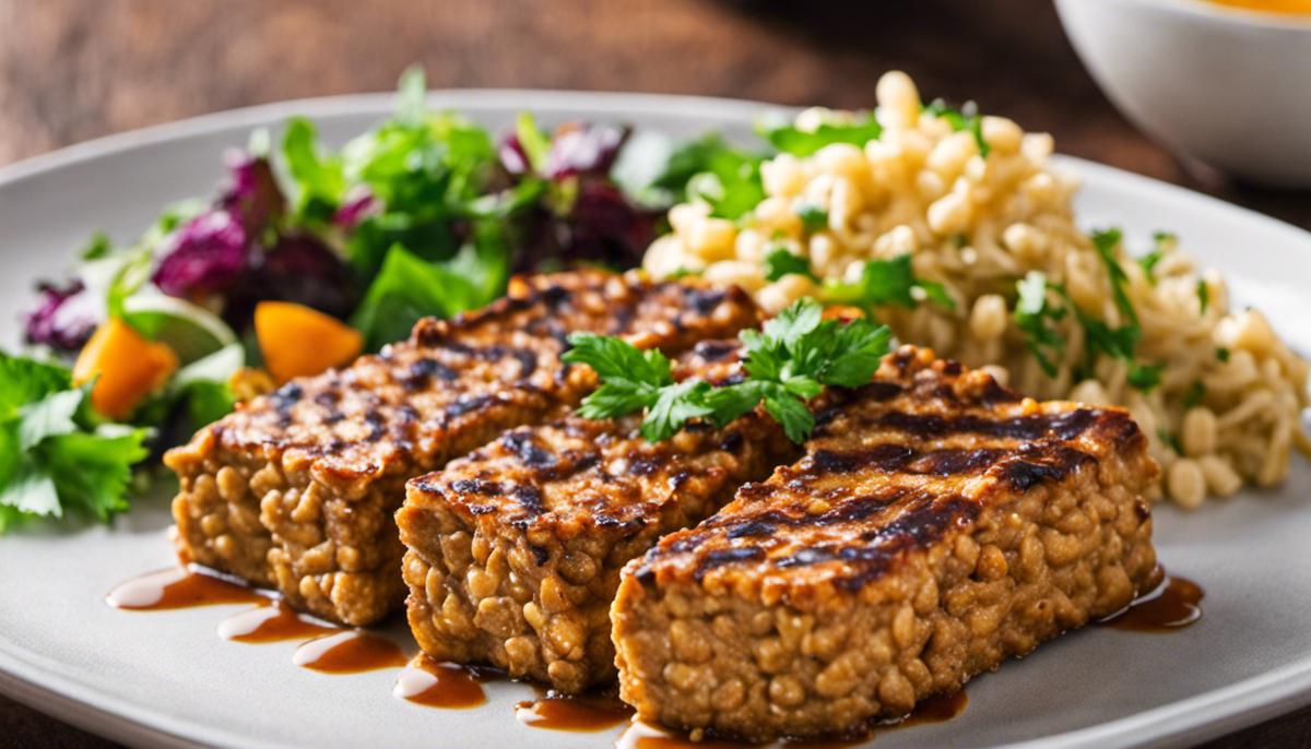 A plate of tempeh, a fermented soybean product, showcasing its protein-packed goodness.